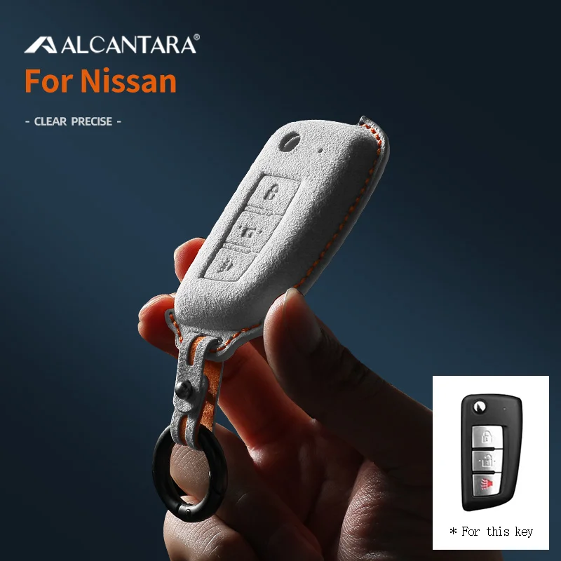 Alcantara automobilio rakto dangtelis Nissan Sunny Juke Cefiro A32 Kashkay J11 Qashqai Switch X-trail 3 mygtukai Raktų pakabukas