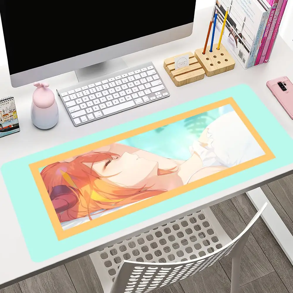 Anime Girl Kiryu Coco Hololive Mousepad Didelis žaidimų pelės kilimėlis LockEdge sutirštinta kompiuterio klaviatūra Stalinis stalas