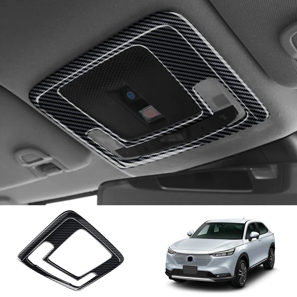 Automobilio anglies pluošto salono priekinio skaitymo lemputės dangtelio apdailos lipdukas, skirtas Honda Vezel HR-V HRV 2021