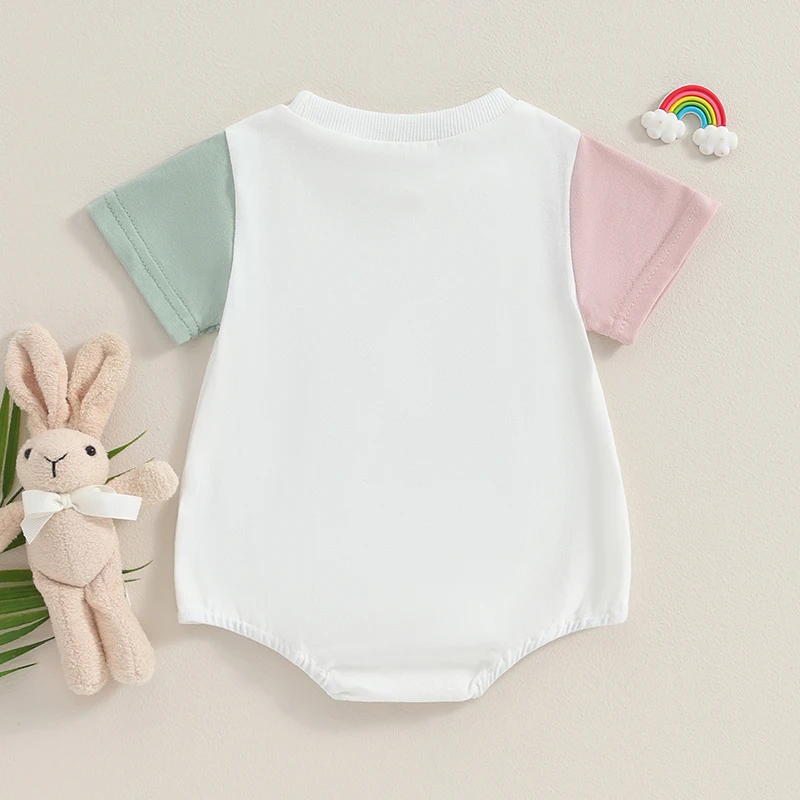 Baby Girl Velykų apranga Mielas zuikis trumpomis rankovėmis Romper marškinėliai Smėlinukas Kūdikių drabužiai 0-24M