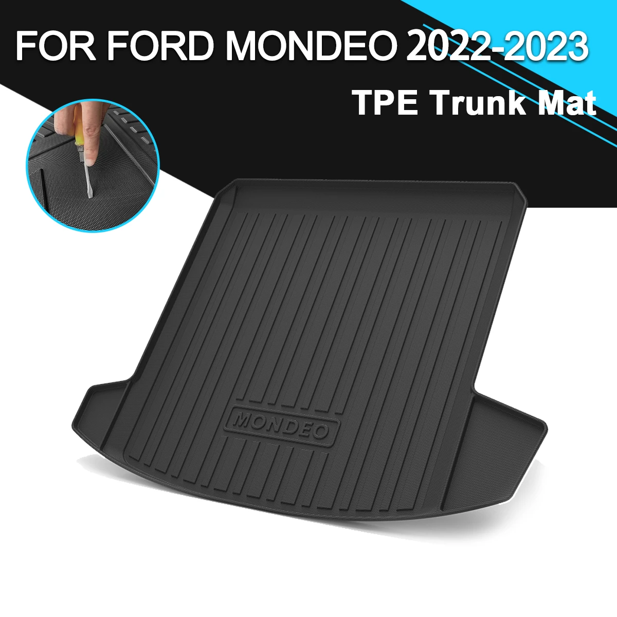 Bagažinės kilimėlis TPE FORD MONDEO 2022-2023 automobilių vandeniui atsparūs neslystantys guminiai krovinių įdėklų priedai