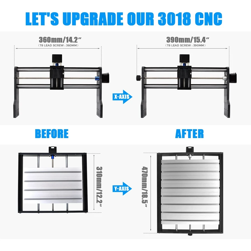 CNC 3018Pro plėtinio rinkinio atnaujinimo rinkinys 3018Pro į 3040 suderinamas su 3018Pro CNC graviravimo frezavimu
