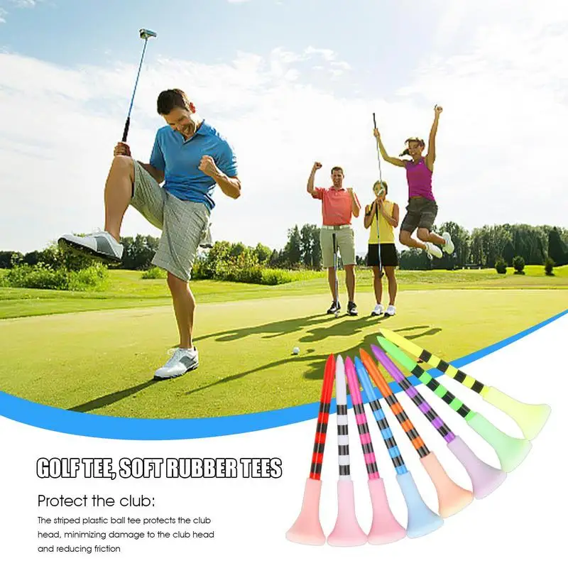 Flight Path Golf Tees 50vnt Anti-Slice Professional Golf Ball Tees Glow-in-the-Dark Striped Soft 83mm Tee sumažina trintį
