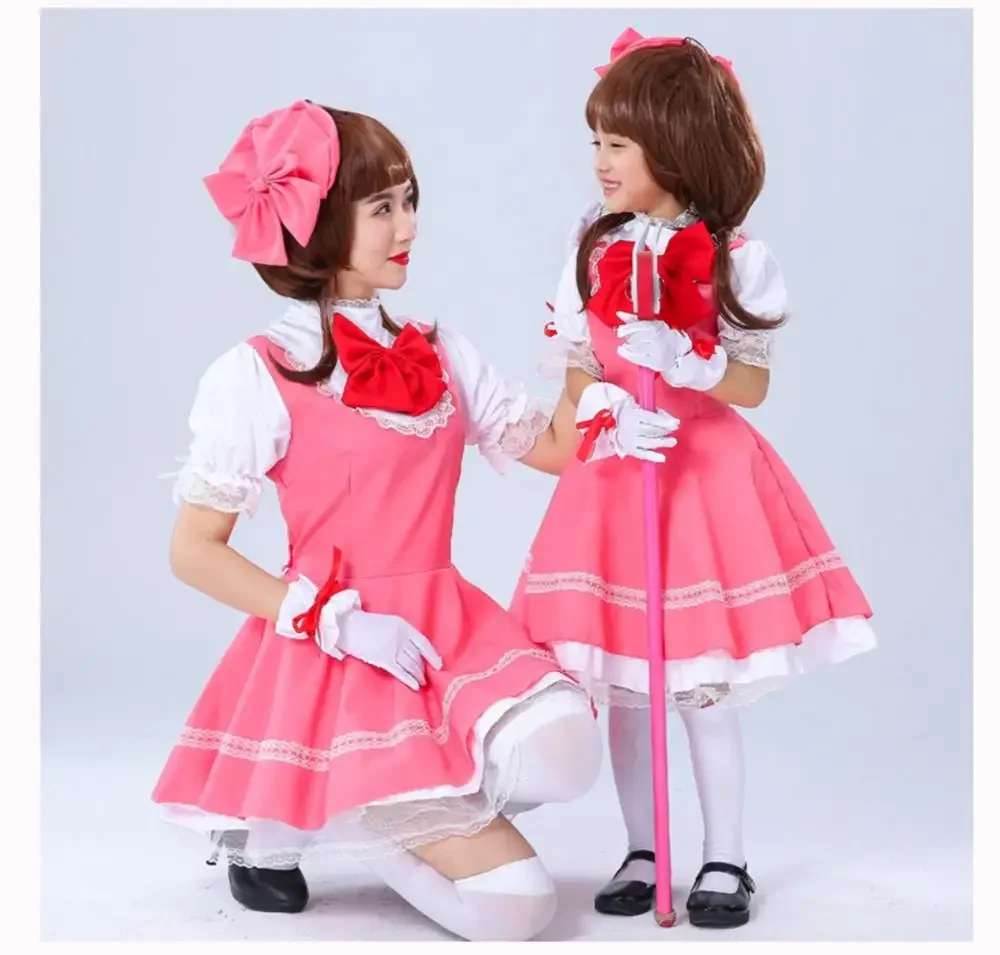 Girls Pink Card Captor Sakura Kinomoto Sakura Princess Dress Cosplay kostiumas Lolitos suknelė Kostiumai vaikams