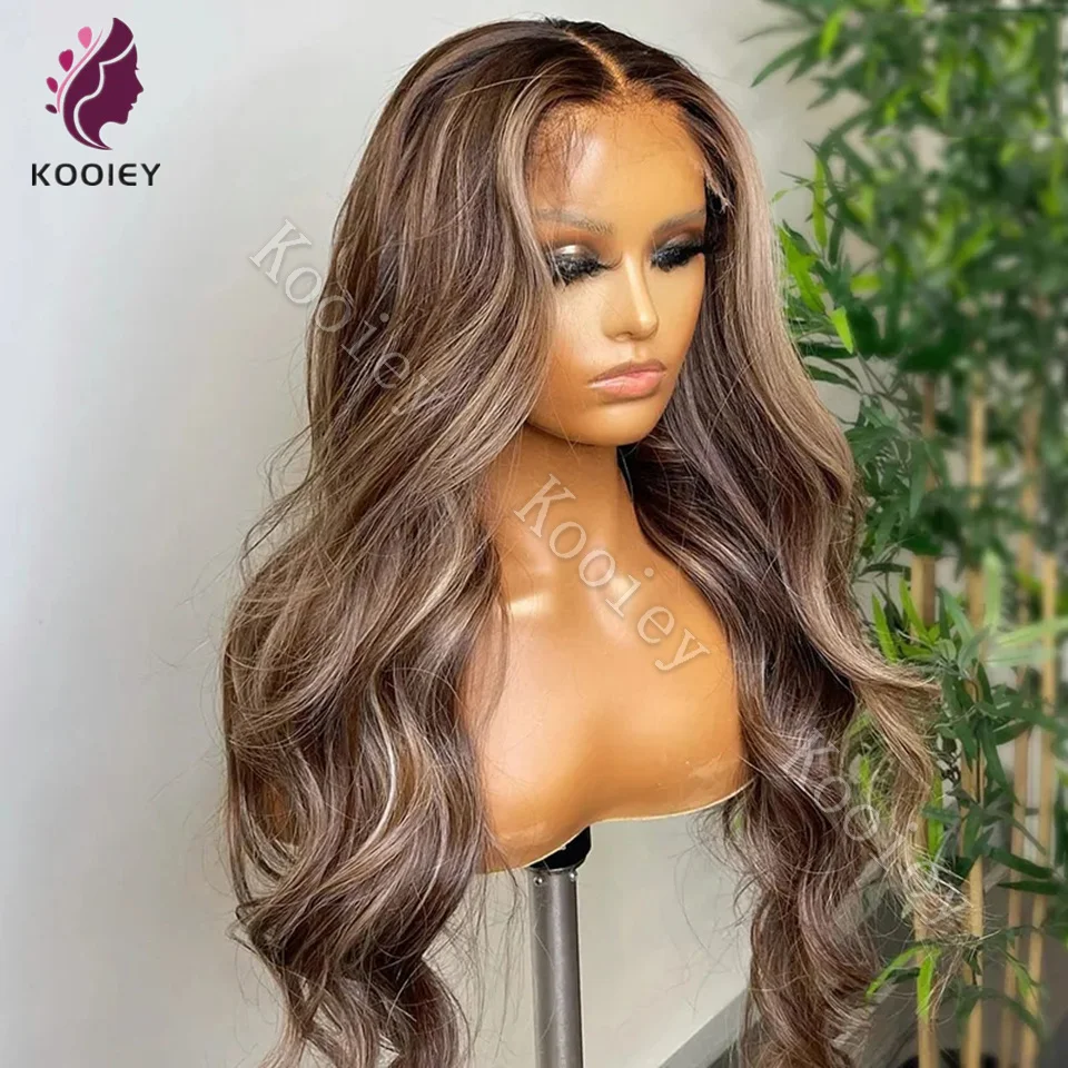 Highlight Wig Human Hair Honey Blonde 13x4 Nėrinių priekiniai perukai moterims Brazilijos kūno banga iš anksto nupešti 360 Hd nėrinių priekiniai perukai