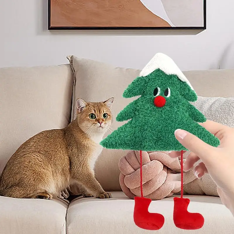 Katnipo žaislai katėms Kalėdų eglutės forma Katės nip žaislas Katės nip žaislinis kačiukas kramtyti Pliušinė katytė Įdaryti dantys Pagalvės įkandimas atsparus