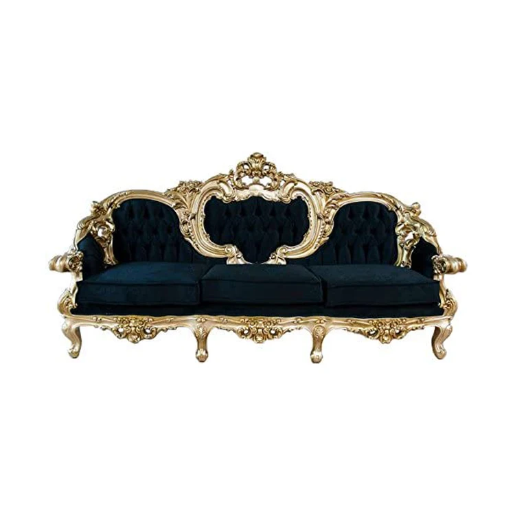 Klasikiniai antikvariniai svetainės baldai prancūziško stiliaus auksinis medinis sofos komplektas Karališkas Viktorijos laikų baldų sofos komplektas