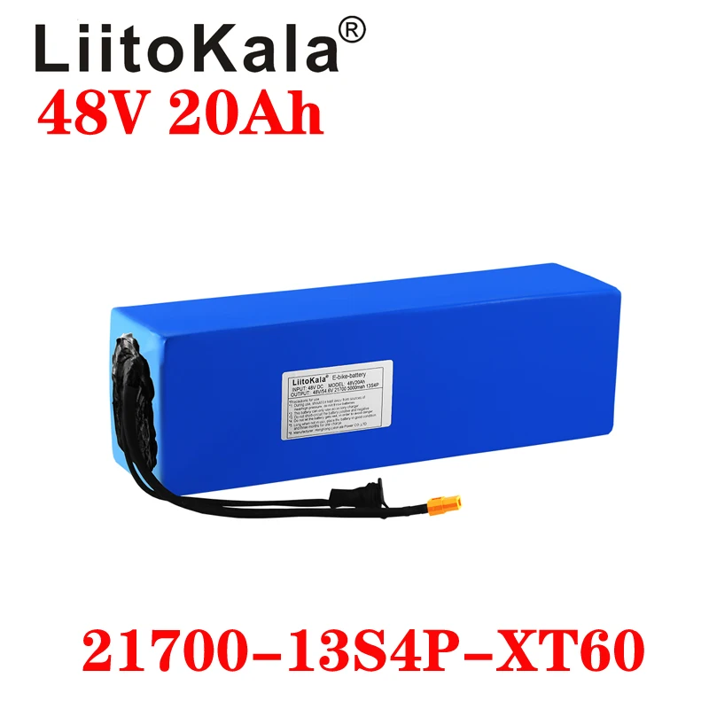LiitoKala Original 48V 20AH Ebike Baterija 48V 1500W elektrinei dviračio baterijai Galinga elektrinė dviračio baterija XT60