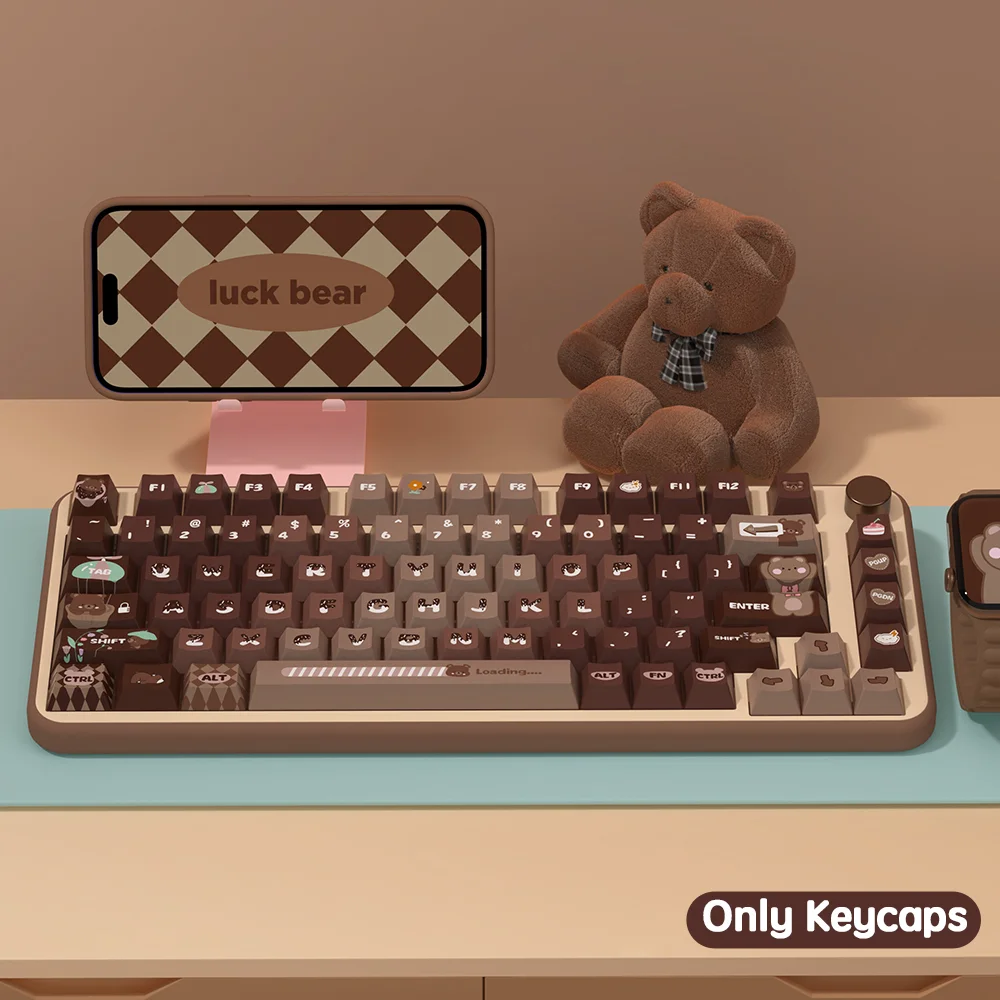 Lucky Bear PBT Keycaps Custom Set Key Caps PC Gamer žaidimų klaviatūra Anime Girl Keycap for Cherry MX mechaninė klaviatūra 138/158