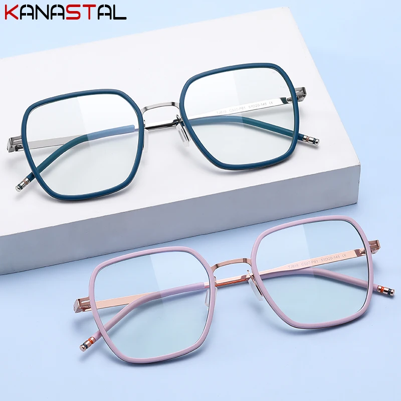 Moterys Mėlyna šviesa Blokuojantys receptiniai akiniai Skaitymo akiniai Vyrai CR39 Optikos lęšiai Trumparegystė Akiniai TR90 Metalinis akinių rėmelis