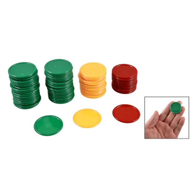 NAUJA-raudona geltona žalia apvalios formos mini pokerio žetonai Laimingi žaidimo rekvizitai 138 vnt.