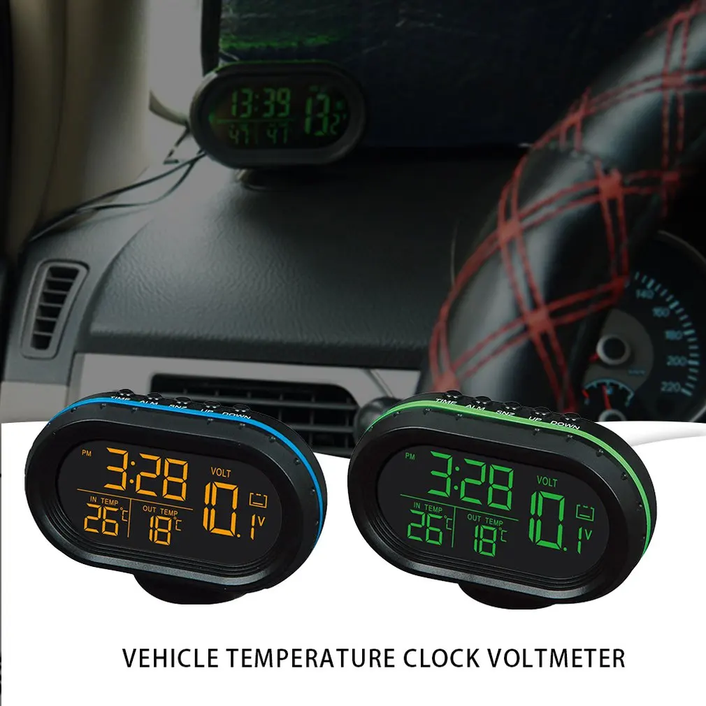 NAUJAS daugiafunkcis automobilio temperatūros laikrodis Voltmetras Automobilio termometras Elektroninis automobilio laikrodis Šviečiantis mini automobilių mechanika Auto