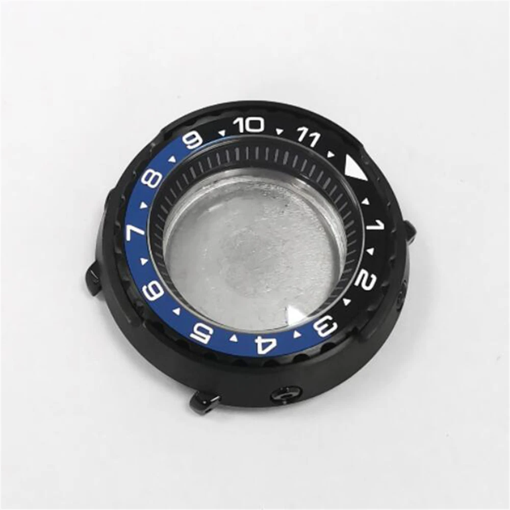 Nauji laikrodžių priedai PVD Juoda 45mm skardinis dėklas + juodas vidinis šešėlis + baltas guminis dirželis NH35 / NH36 mechaniniam judėjimui
