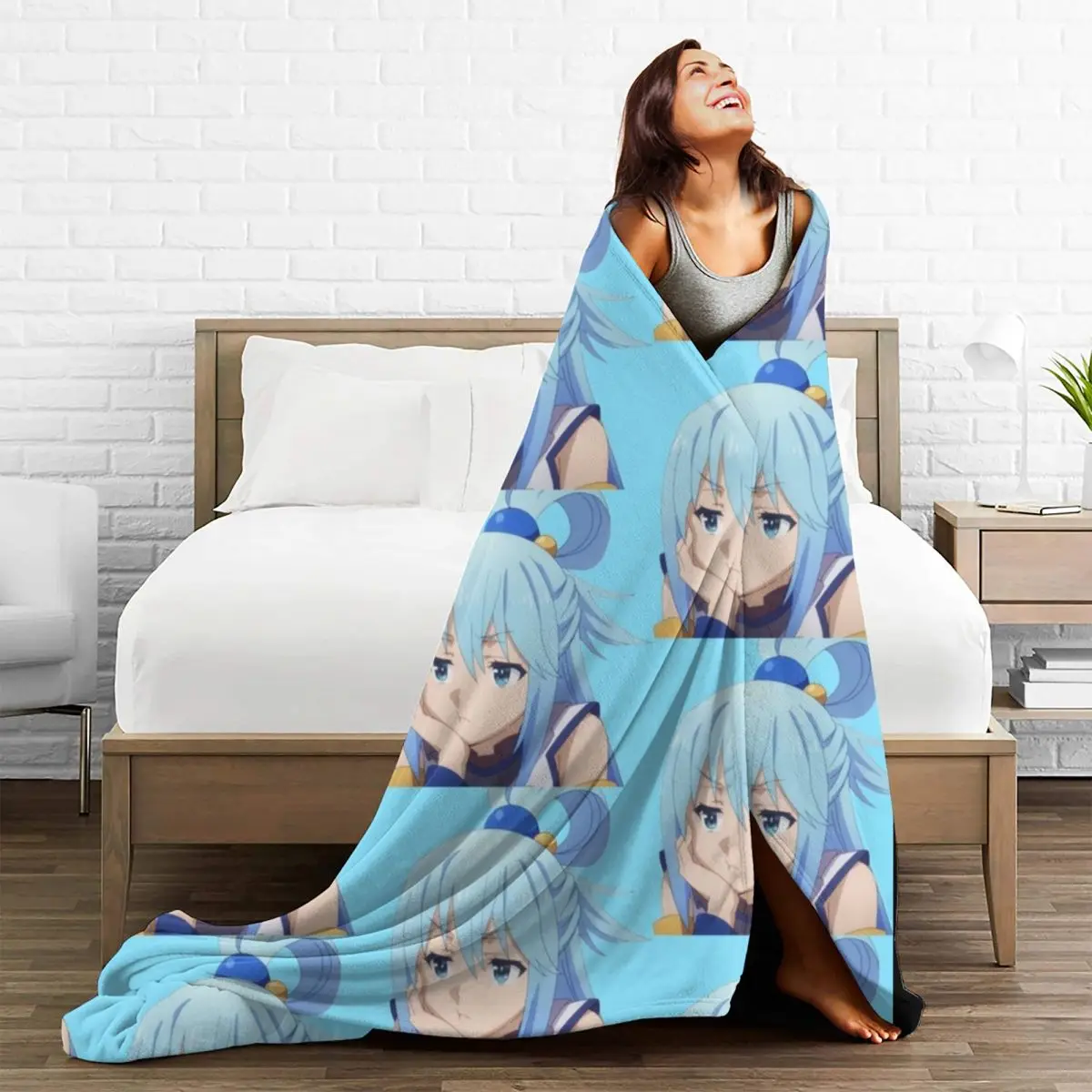Nenaudingos deivės Konosuba antklodės Vilna Atspausdinta Konosuba daugiafunkcinė lengva antklodė patalynei Sofos lovatiesės