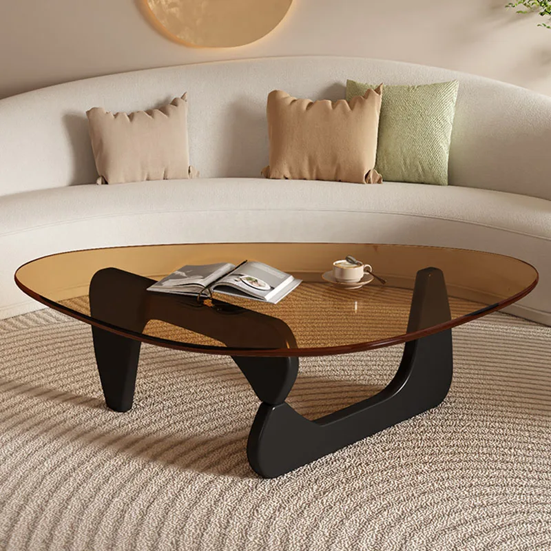 Netaisyklingas mažas prabangus kavos staliukas Modernus paprastas žemo stiklo šiaurietiškas kavos staliukas Minimalistinis dizainas Mesa pagalbinis namų dekoras