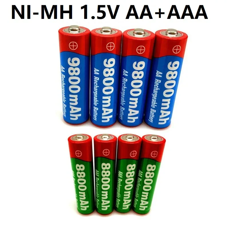Ni-mh 1.5V AA 9800mAh+1.5V AAA 8800mAh šarminė įkraunama baterija su įkrovikliu žaislų ventiliatoriaus nuotolinio valdymo pultui ir kt. Nemokamas pristatymas