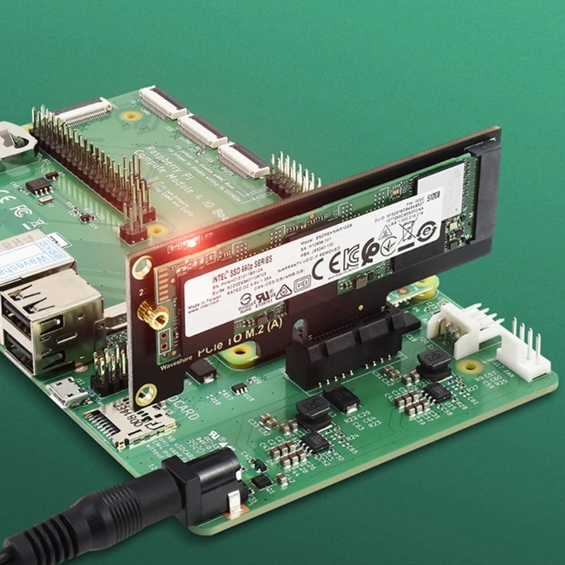 PCIE į M.2 adapteris didelis greitis NVMe SSD padidinimo pavaros greičiuiRaspberryPi CM4 palaiko skaičiavimo modulį 4