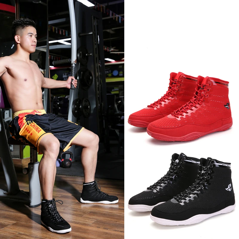 Prabangūs prekės ženklo bokso batai Vyrai Geros kokybės koviniai imtynių vaikai Profesionalūs sportiniai bateliai Moterys Anti Slip Gym Imtynių batai