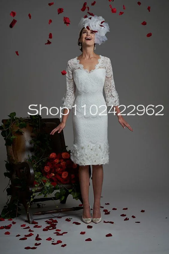 Pusė rankovės Kelio ilgio apvalkalas Nuotakos motina Jaunikio suknelės 3D gėlių V formos kaklo krikštamotės vestuvių svečių vakarėlio suknelė