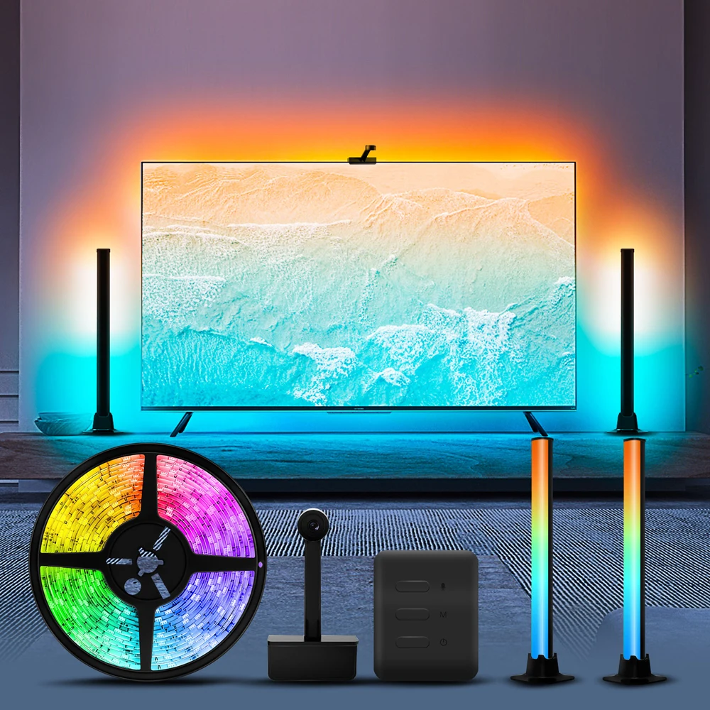 RGBIC LED televizorius Foninio apšvietimo juostiniai žibintai 12V aplinkos lempos juostos Tuya WiFi ekrano muzikos sinchronizavimas Alexa 