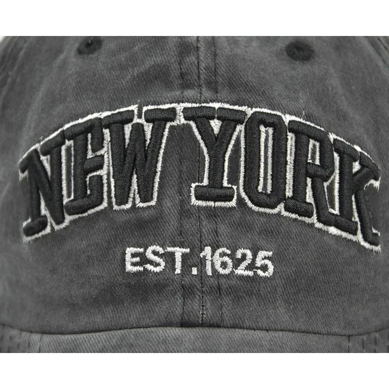 Skalbta medvilnė Niujorko smailu siuvinėta kepurė Beisbolo skrybėlė