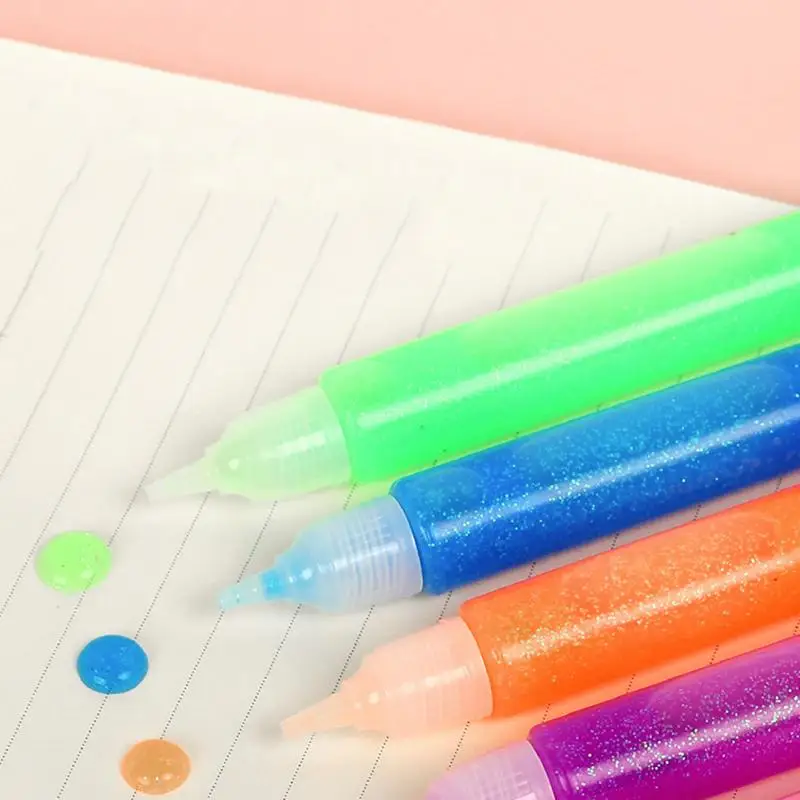 Stebuklingos spalvos rašikliai Burbulinės spalvos dažų rašiklis 6 spalvų spausdintas burbulinis rašiklis 