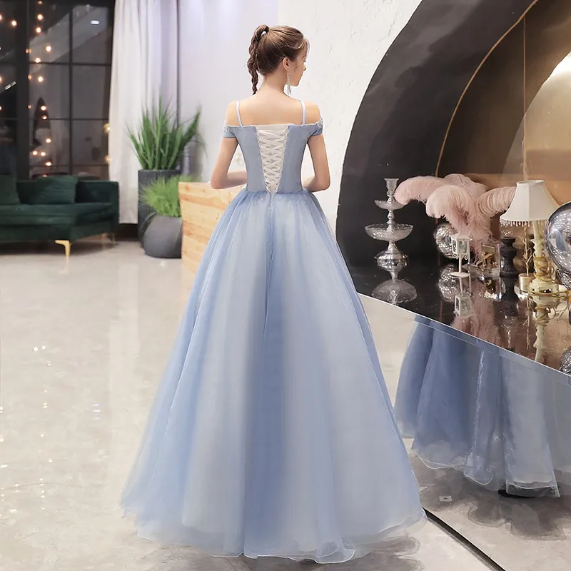 Suaugusiųjų aplikacijos nėrinių vakarinė suknelė Moteriška 2023 m. nauja elegantiška suknelė su dirželiu Retro nuo pečių diržo suknelės Performanso suknelė