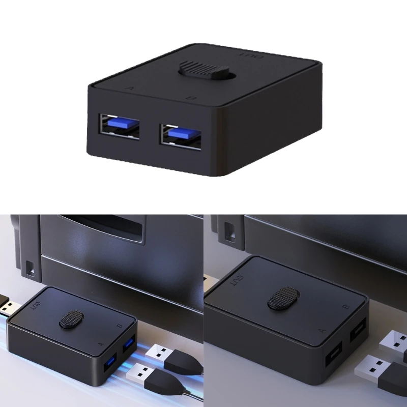 USB KVM jungikliai USB perjungiklis dvikryptis kompiuteriams Klaviatūros pelių skaitytuvai Spausdintuvo bendrinimo perjungiklis Dėžutė J60A