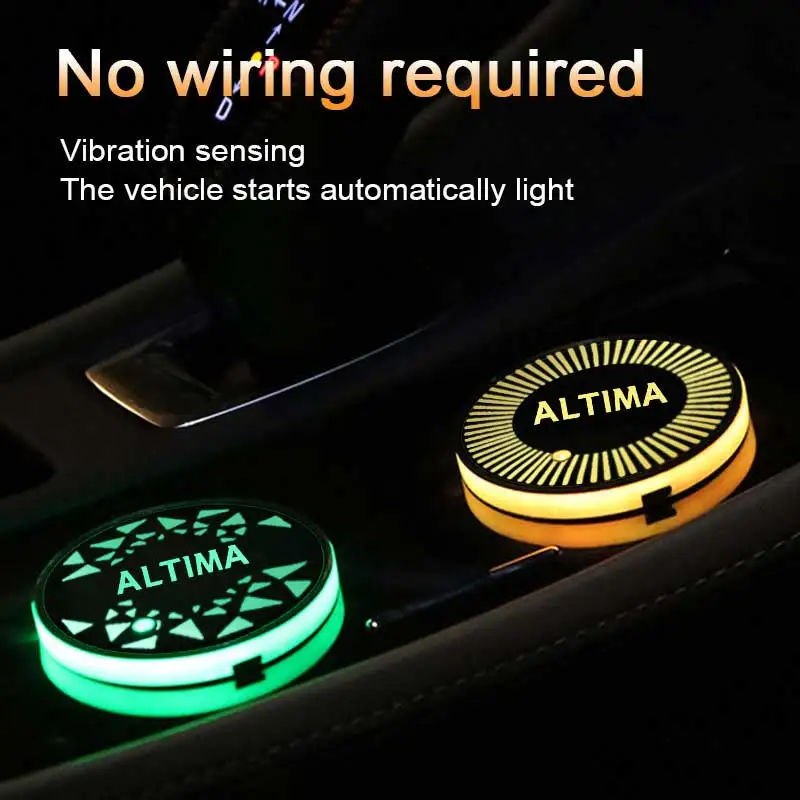Universal Car Led Cup Holder Water Bottom Mat Light Decor Cover Trim Lamp Pad Ornament Coaster for Nissan Altima Accessories