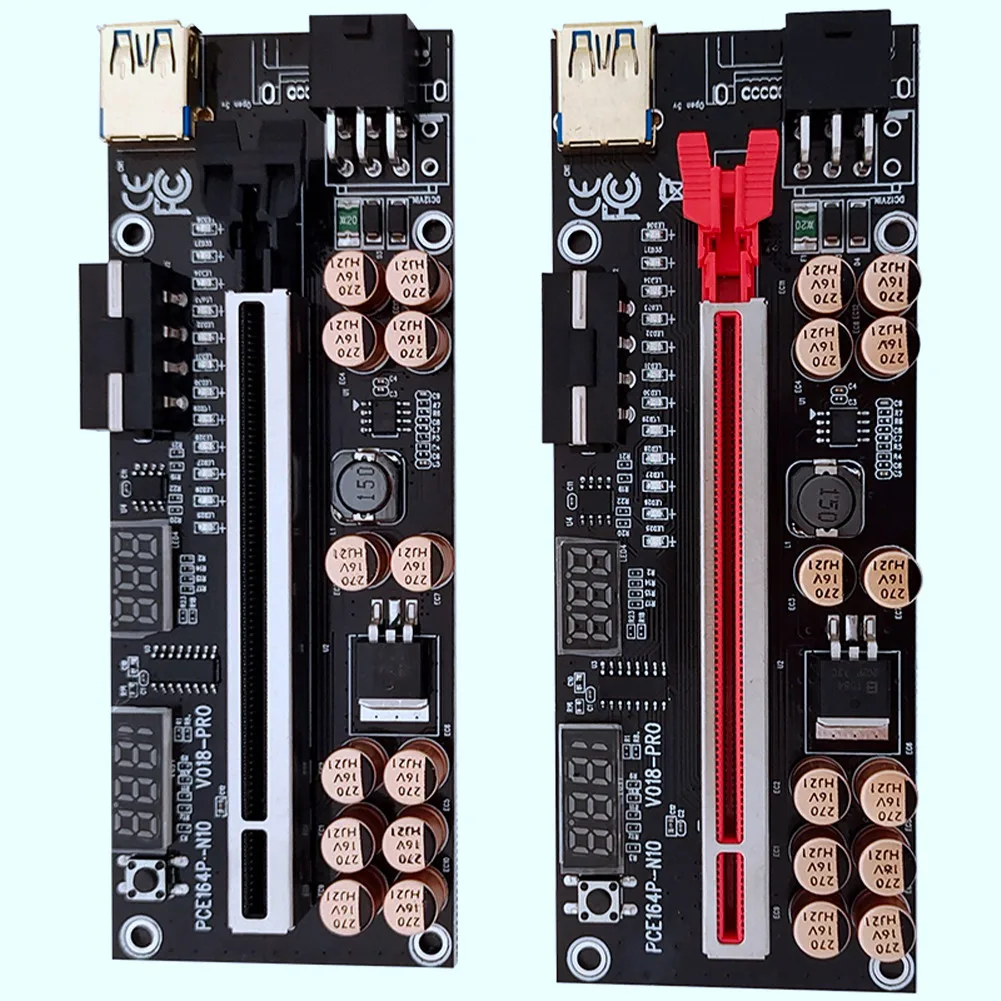 VER018 PRO PCI-E stovo kortelė USB 3.0 kabelis 018 PLUS PCI Express 1X į 16X plėstuvo PCIe adapteris BTC kasybai (raudona)