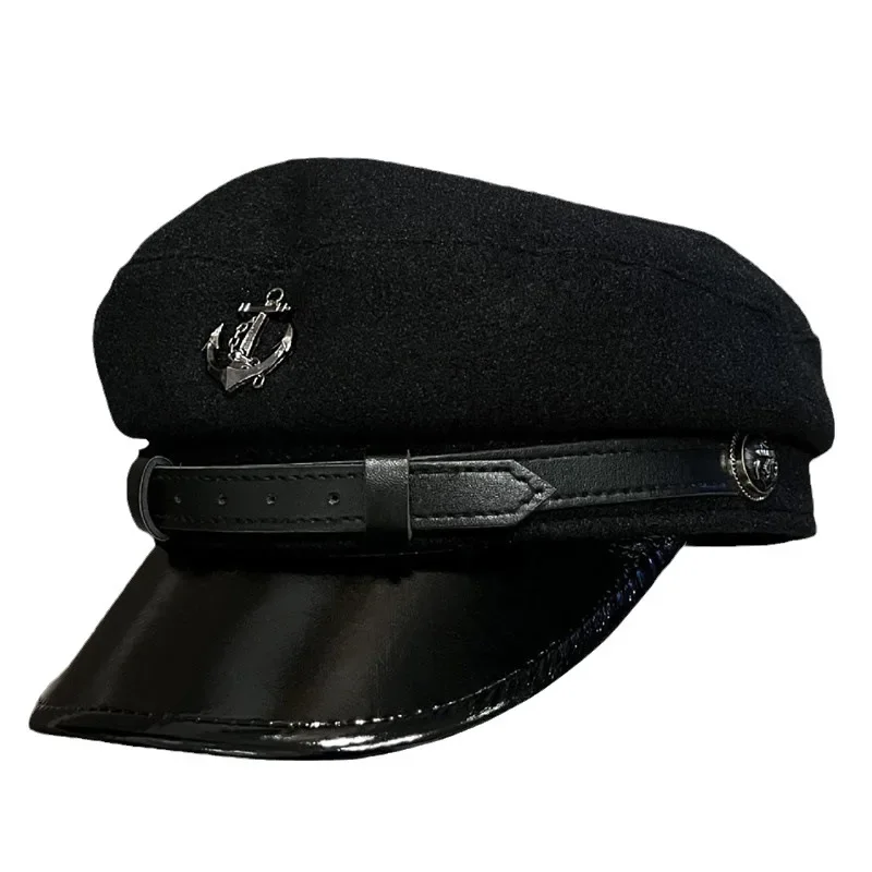 Vilnos retro tapytojo skrybėlė moterims Juoda karinė skrybėlė Jūreivis Kapitonas Plokščios viršutinės kepurės Žiemos ruduo Britų menininkas Newsboy Skrybėlės Beretė