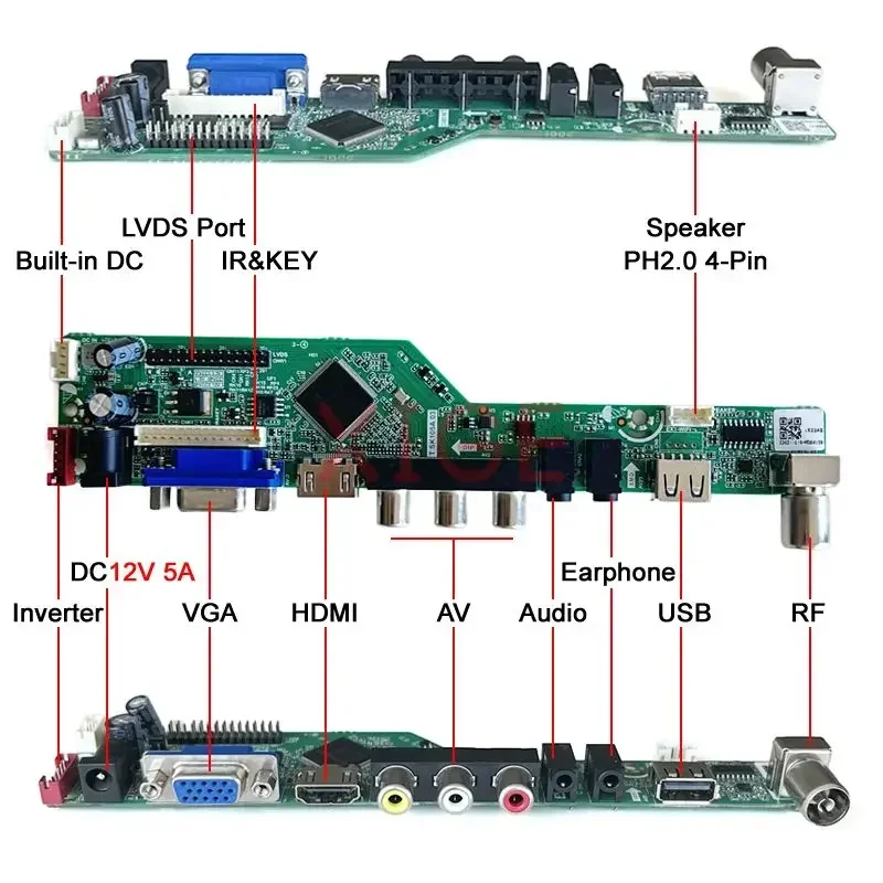 skirta HSD170ME13 TD170WGCA1 LCD tvarkyklės valdiklio plokštė 1280 * 1024 monitorius 4CCFL AV + USB + IR + VGA + HDMI analoginis televizorius LVDS 30 kontaktų rinkinys 