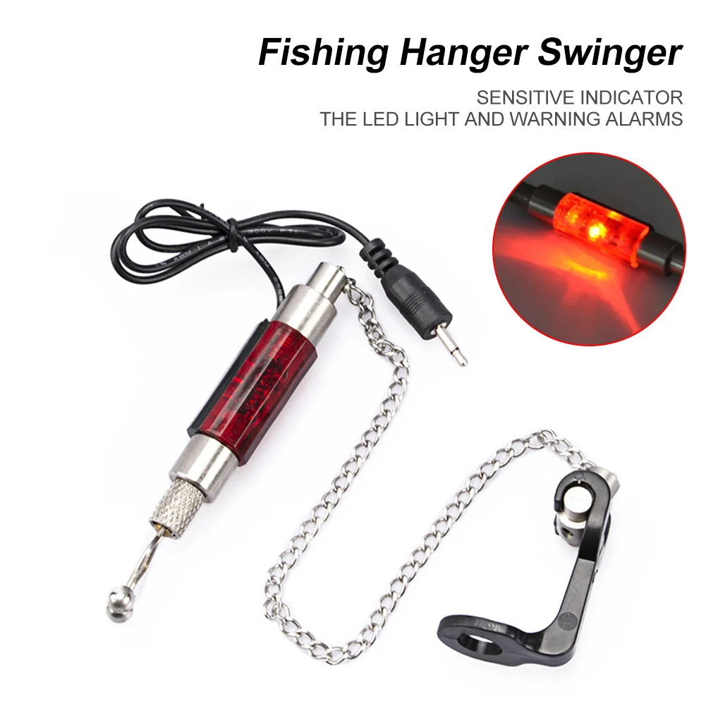 Žuvies įkandimo signalizacija LED apšviestas Žvejybos svingeris Pakabos žvejybos įkandimo indikatoriai Grandinės pakabos žvejybos įrankių reikmenų priedai