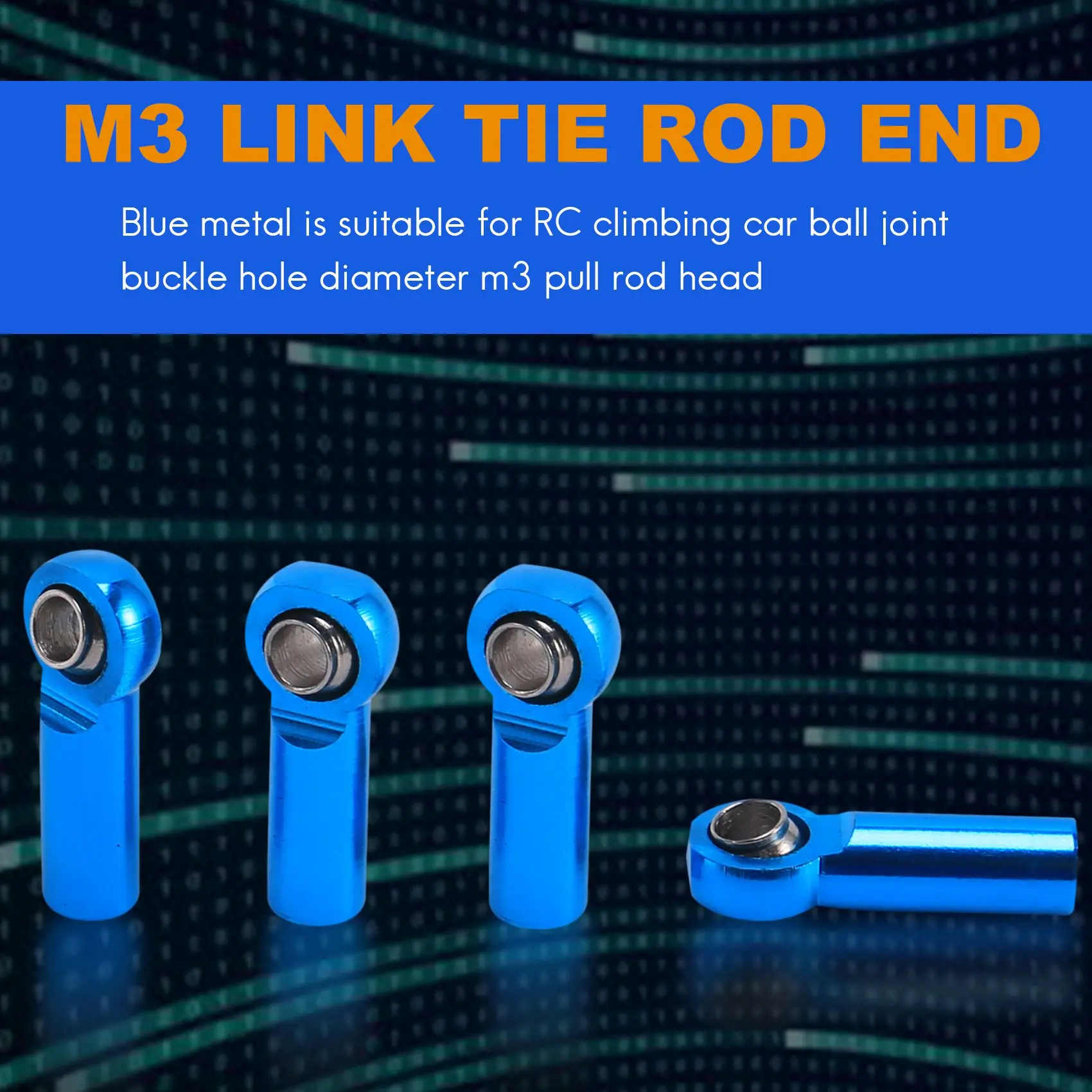 10Pcs Metal M3 Link Tie Rod End Ball Joint, skirta 1/10 RC automobilių vikšriniam AXIAL SCX10 D90 D110 CC01, Mėlyna