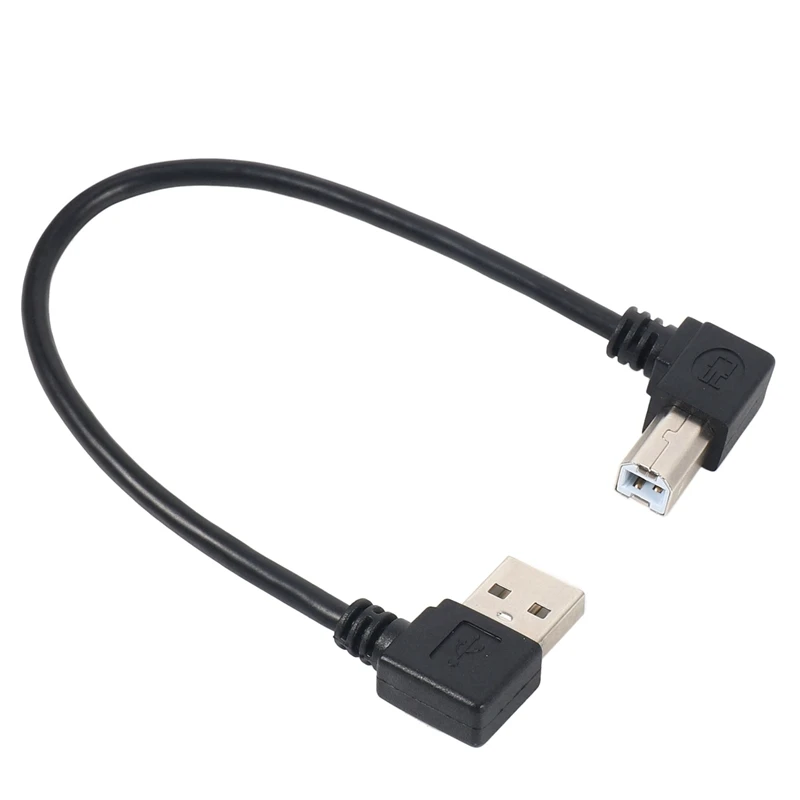 10X Kairysis kampuotas USB 2.0 Vyras į kairę Kampuotas B patinas 90 laipsnių spausdintuvo skaitytuvo kabelis 20Cm