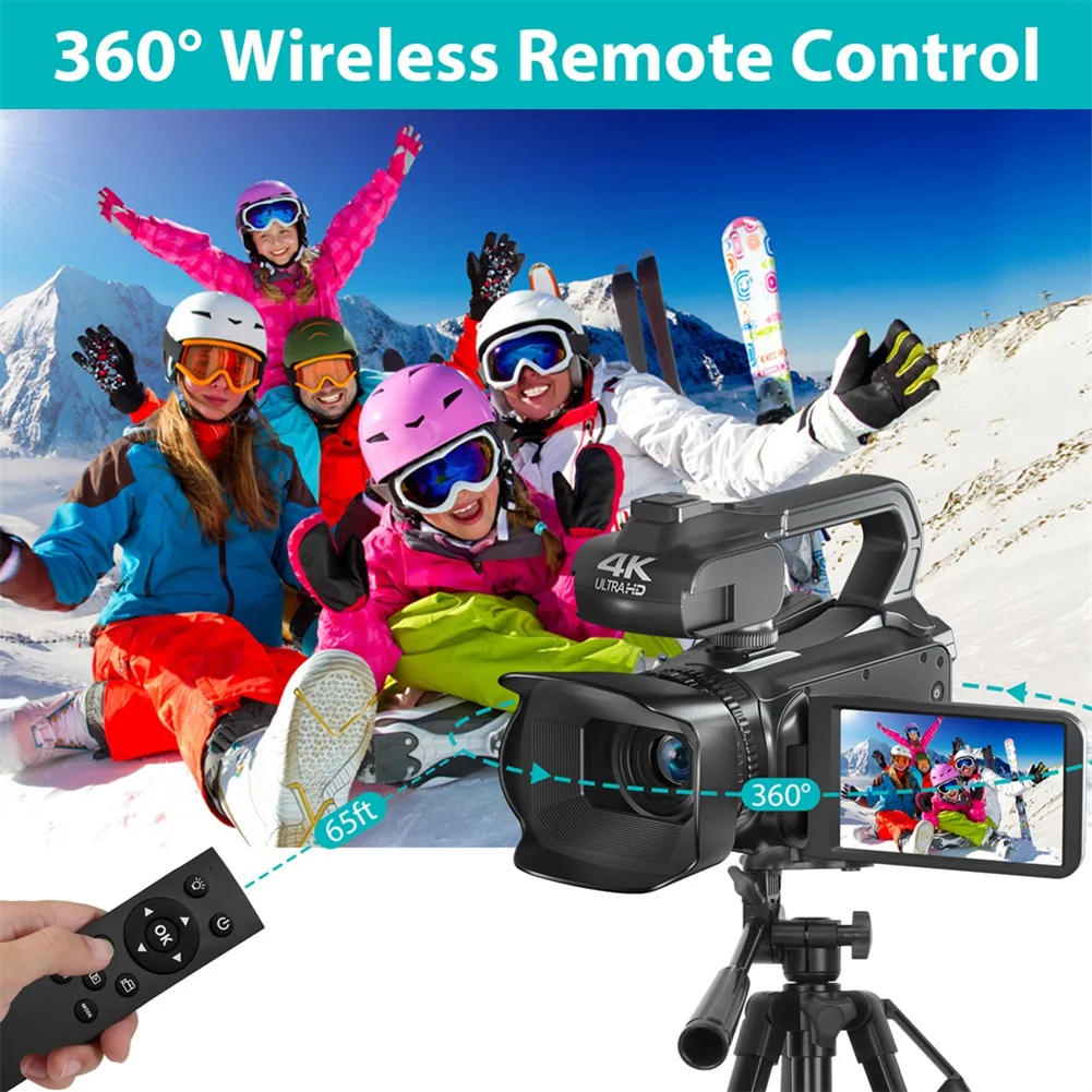 4K vaizdo įrašymo kamera 64MP vaizdo kamera pasukti 4.0Inch jutiklinis ekranas Profesionalus skaitmeninis fotoaparatas