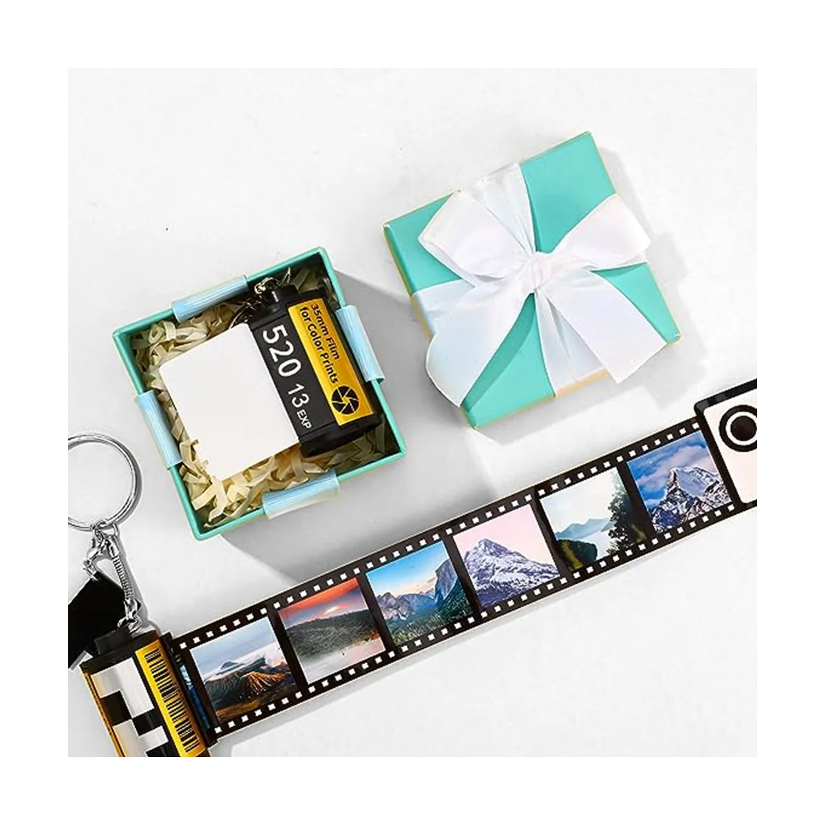 6Vnt Sublimacinė kamera Filmo ritininis raktų pakabukas su nuotraukų albumu Paveikslėlis Pasirinktinis raktų pakabukas Moterų atmintis Gimtadienio slinkties dovana