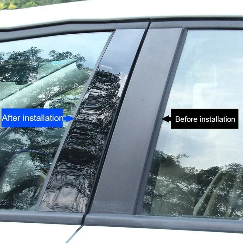 6vnt Automobilio stulpų stulpai Durų langų dekoravimo lipdukai Lipdukų apdaila Dangtelis Jeep Compass 2007 2008-2015 Juoda Auto priedai