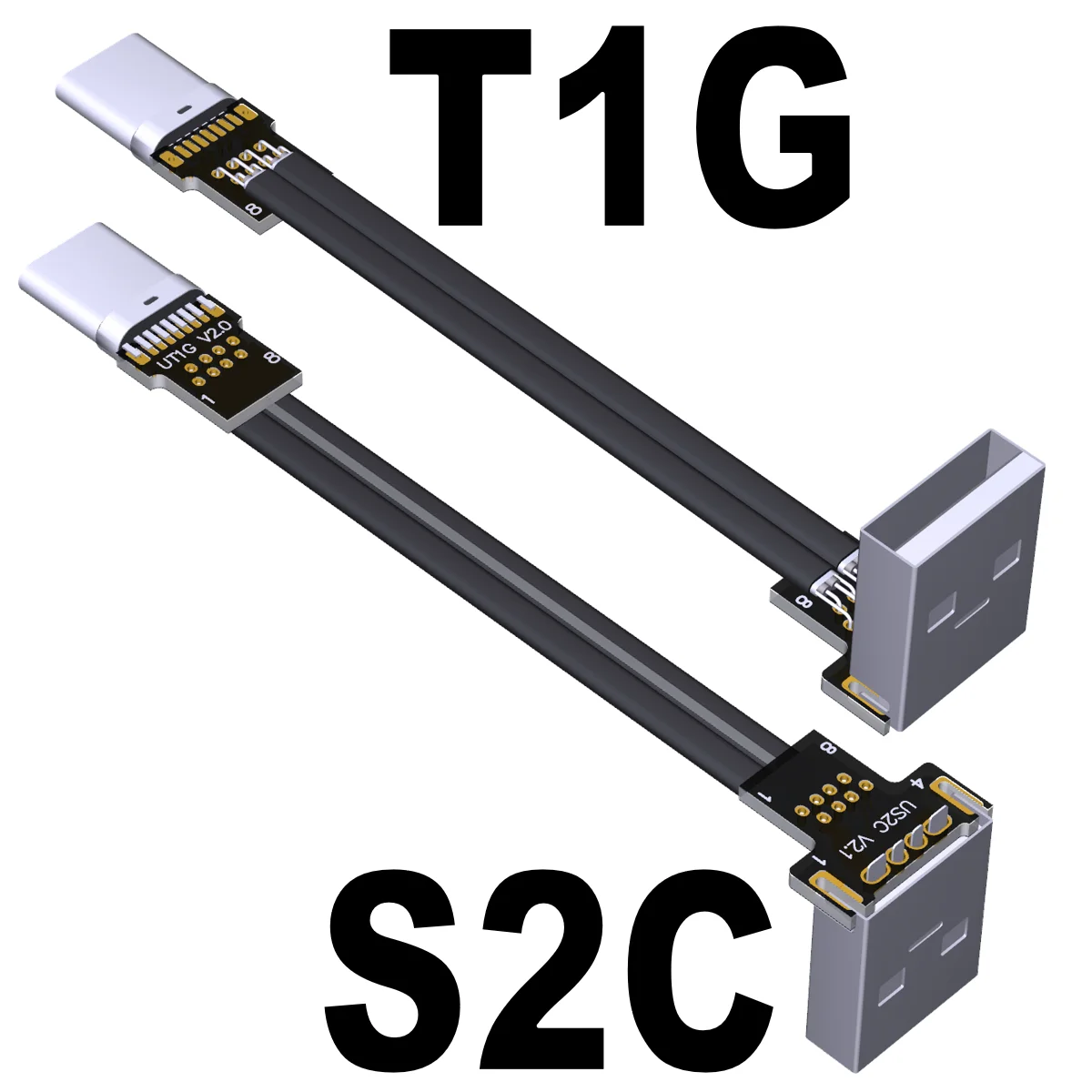 ADT alkūnė USB vyriškas į C tipo vyrišką įkrovimo duomenų kabelį 5A USB 2.0 jungtis Alkūnė 90 stačiu kampu lanksti plokščia įkrovimo duomenų linija