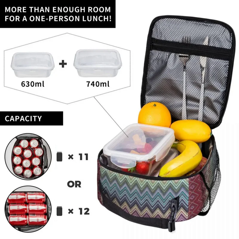 Abstraktus geometrinis namų zig zag termoizoliacinis pietų krepšys Boho kamufliažas nešiojamas pietų tote mokyklos daugiafunkcis maisto dėžutė