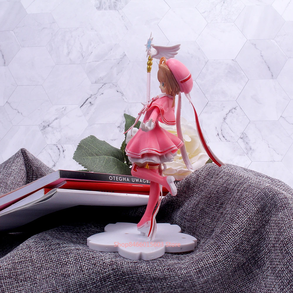 Anime Miela rožinė kortelė Pagrobėjas Sakura PVC Veiksmo figūrėlės Žaislai Merginos Stebuklinga lazdelė Mergaitė Automobilių tortų dekoracijos Kalėdų Helovino dovana