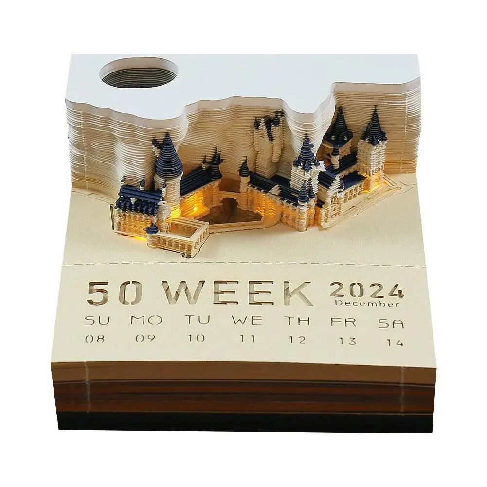 Apšvietimas Magiška pilis 3D užrašų knygelė 2024 m. kalendoriaus atmintinė Bloknotas Pastabos Hary dizaino pastaba Popieriniai kanceliarinių reikmenų priedai Naujovės dovana