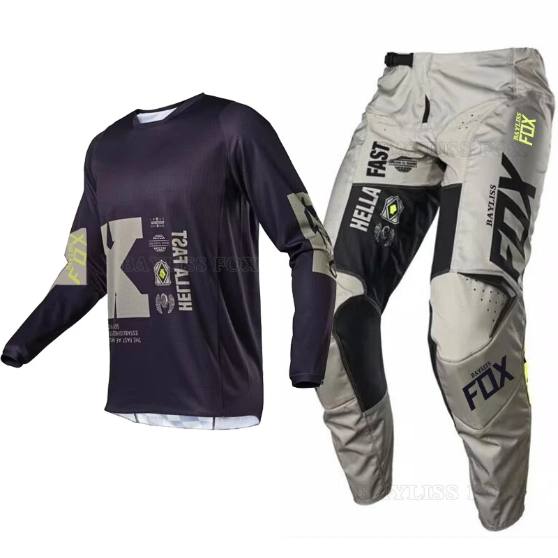 Bayliss FOX MTB Racing BMX MX Džersio kelnės MX Combo Pavarų komplektas Apranga Enduro kostiumas Kalnų dviračių dviračių rinkiniai Moteriška Rožinė Žalia