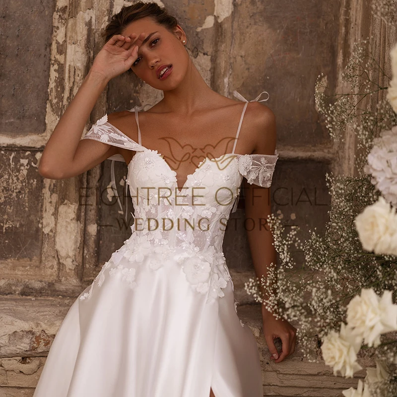 Eightree Boho 2024 A-Line vestuvinės suknelės Aplikacijos be rankovių Nuotakos suknelė Elegantiška vestuvių vakaro prom suknelė bestidos de novia