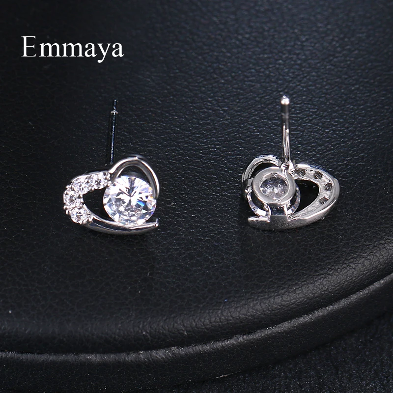 Emmaya Žavingas širdies formos simetriško stiliaus modelis su AAA Cirkonio auskaru moteriškam elegantiškam dekoravimui Mados papuošalai