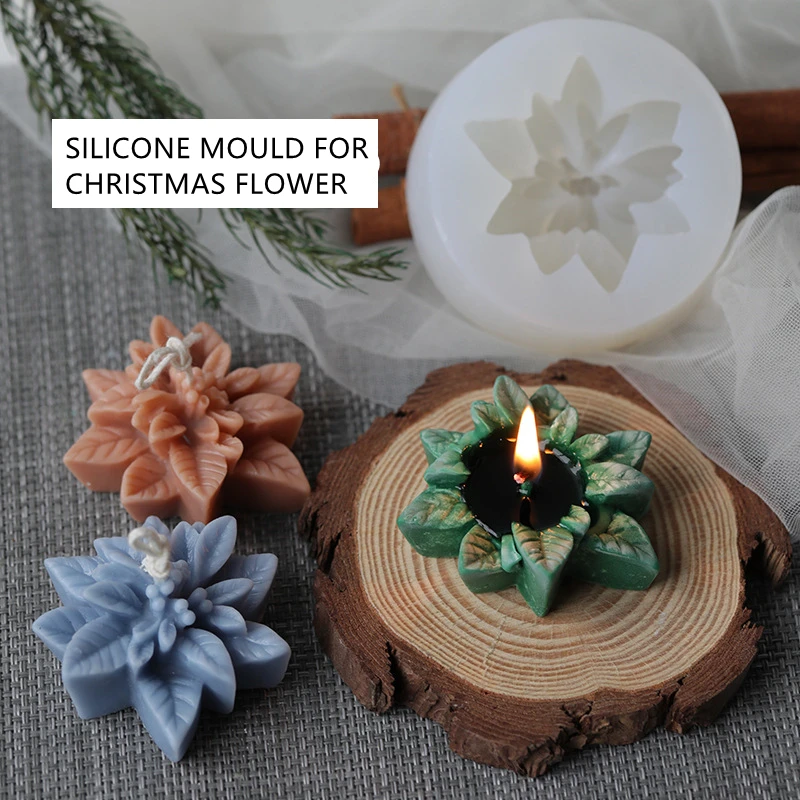 Kalėdiniai lapai silikono formos gėlės šokoladinis saldainių pyragas dekoravimo įrankiai lašanti derva pelėsis muilo forma m285