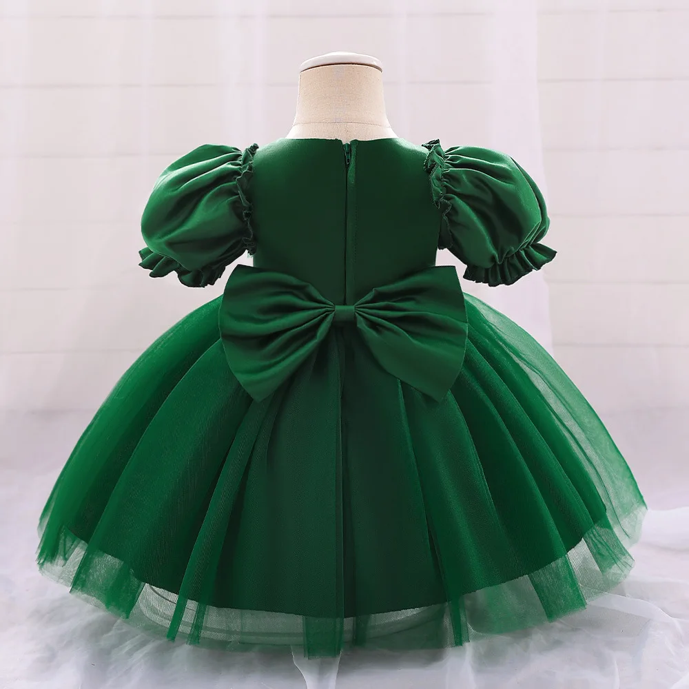 Kalėdinės žalios suknelės mergaitėms 1-asis mažylio kūdikio gimtadienio vakarėlis Princesės suknelė Oficialūs drabužiai Naujųjų metų krikštynos