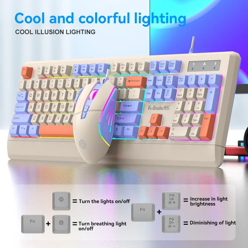 Miniso KM900 Kabeliniai žaidimai Konkurencinga mechaninė klaviatūra Pelė Spalvingas klavišų dangtelis Liuminescenciniai priedai kompiuteriniam nešiojamam kompiuteriui