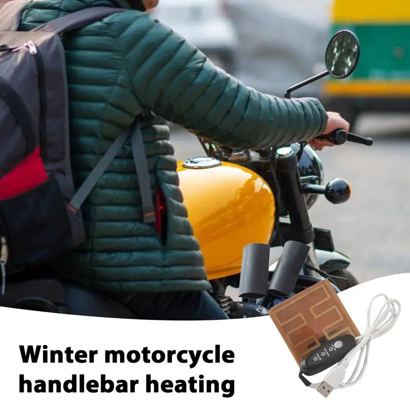 Motociklo šildymo rankena Rankinis šiltesnis šildomas vairo dangtelis Šildomos rankenos pagalvėlės su USB sąsaja Universali rankena žiemai