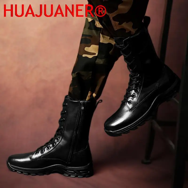 Natūralios odos kulkšnies batai Vyrai Lauko oda Žieminis kailis Šilti vyriški batai Armijos medžiokliniai batai vyrams Batai Laisvalaikio juodi batai